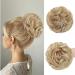 Hair part with rubber band Messy Bun Hair parts hair extension large bun hair part hair tie lured with hair synthetic hair extensions ponytail hair (22h613#(pale gold blonde & blonde bleach)))