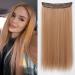 Topshe Brown Blonde Straight Secret Hairpieces with Clips in Hair Extensions for Women Daily Party Use for Christmas and Halloween