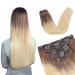 Vlasy Clip in Hair Extensions Human Hair Seamless Hair Extensions Clip in Real Human Hair 7 Pieces Straight Natural Thick Weft Human Hair Clip in Extensions for Women T14/60+T14/60# 20 Inch(90 g) 20 Inch (90 g) T14/60+T14/60#