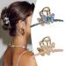 SEMATA 2pcs Butterfly Hair Clips Metal Large Hair Clip Claw for Thick Hair And Thin Hair  Hair Accessories for Women NON Slip Clip High-End Painted Glaze Temperament Hair Clip for Girls inches 2B-Butterfly Tender