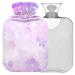 NAANLE hot water bottle with the cover purple cherry blossom Transparent hot water bottle 1L heat bottle for menstrual cramps pain relief handfoots heat and cold therapy