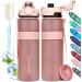 Codicile drinking bottle BPA-free 1 liter drinking bottle Sport Spout large water bottle 1L ideal for gym school office and travel (ros golden pink)