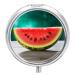 Round Pill Box Watermelon with Smiley Print 3 Compartment Medicine Pill Case Print Pill Organizer Decorative Metal Portable Pill Box Pocket Pill Box Style-24