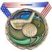 Decade Awards Golf Color Medal - 2.5 Inch Wide Tournament Medallion with Stars and Stripes American Flag V Neck Ribbon GOLD