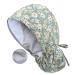 IRIS CRAFT Working Cap with Button Long Hair, Adjustable Working Hat Sweatband Cotton Ponytail Holder, Tie Back Hats #Daisy Green With Satin-lined