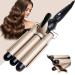 3 Barrel Curling Iron Wand - Dual Voltage Temperature Adjustable 25mm Hair Crimper 1 Inch Ceramic Tourmaline Triple Barrels Hair Waving Styling Tools