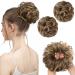 SARLA 2PCS Messy Hair Bun Hair Piece Small Scrunchies Synthetic Bun Hairpieces for Women Girls Updo Hair Extensions (Brunette/Ash Blonde) Brunette / Ash Blonde-2PCS