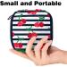 Stylish Menstruation Pad Bag with Zipper | Women's Tampon & Napkin Storage | Red Cherry Blue & White Stripes - Buy Online on GoSupps.com