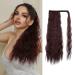 Oefei ponytail ponytail extension dark red langing synthetic extensions braid Velcro fastener natural ponytail hair part for women-24 inch