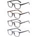 JM Reading Glasses Quality Spring Hinge Readers Women Men Glasses for Reading +1.75 Mixed Colours - Pack Of 4