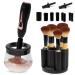 Olivia Rose Electric Makeup Brush Cleaner Spinner Deep Cosmetic Brush Cleaner with 8 Size Rubber Collars (Black)