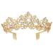 Sppry Women Tiara with Comb - Baroque AB Crystal Crown for Bridal Queen Princess Girls at Wedding Birthday Pageant Party (Gold) Comb End - Gold