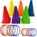 OBTANIM 26 Pcs Plastic Cones Ring Toss Combo Set Outdoor Carnival Games for Kids Adults Birthday Party Throwing Backyard Games