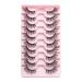 10 Pair False Eyelashes Reusable Thin Half False Eyelashes with Transparent Box Easy to Apply and Remove Fiber Natural False Eyelashes for Time-Saving Gift for Mom Grandma Wife Daughter(size:B)