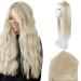 Full Shine Human Hair Wigs 22 Inch Color 60 White Blonde Clip In Wigs 150 Grams Real Hair Half Wigs Human Hair One Piece Hair Extension Glueless U Part Wig U Shape Half Part Wigs 22 Inch #60
