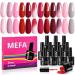 MEFA Red Gel Nail Polish Set 12 Colors Pink Brown Gel Polish Set Dark Red Gel Polish Soak Off UV Led Gray Glitter Nail Gel Manicure at Home DIY Salon for Women