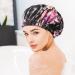 4-Piece Soft Hair Bonnets & Shower Caps Set for Women - Floral Black | Reusable, Adjustable, Waterproof Satin Caps for Silky Hair - Ideal for Sleeping & Bathing - Buy Online on GoSupps.com
