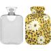 NAANLE 2L Hot Water Bottle with Lid - Daisy Flower Leopard Design for Menstrual Cramps Relief & Heat Therapy | Transparent Large Hot Water Bottle - Buy Online on GoSupps.com
