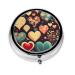 Heart Crush Flowerround Pill Box 3 Compartment Round Pill Box Organizer * Portable Travel Pill Box for Traveling.