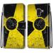 Nadoli mobile phone case leather for Samsung Galaxy J6 2018 colorful painted black yellow characters carrying cake card box magnetic stand protective cover wall pocket leather bag bag case case Samsung galaxy j6 2018 black yellow characters