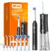 Bitvae Water Dental Flosser Teeth Picks Cordless Water Flosser for Teeth Braces Dental Care and Rechargeable Rotary Electric Toothbrush Combo Set 4 Tips 4 Brush Heads Waterproof Black C5+R1