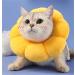 MHwan cat cone collar soft Breathable suede pure cotton cat recovery collars cones non-staining micro-waterproof cat donut collar cute flowers anti-licking soft cat cone cat surgery collar (S) Yellow