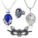 Hjyzy 4 pieces vampire diaywalking Katherine Sapphire Elena Gilbert Opening Aisenry Medallion Halen chain Damon coat of arms Ring Eye mask Gothic masquerade Face masks