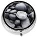 Black Pebbles Mini Round Pill Box - 3 Compartment Travel Organizer for Medicine - Portable Pill Case for Home & Office - Buy Online on GoSupps.com