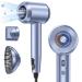 Llano ion hair dryer fast-drying hair dryer with diffuser 100 million negative ions hair dryer 19m/s air flow brushless motor 5 heat and 2 speed levels (ice blue)