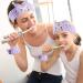 Cute Cartoon Spa Headband and Wristbands Set for Women - Purple Makeup Headband for Face Washing, Bath, Shower - Buy Online on GoSupps.com