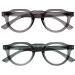 Opulize Rio Reading glasses with blue light filters - flattened frame - women & men - spring hinges - B53-1 +2.00 Magnification Transparent Dark Green - Transparent Medium Gray