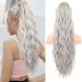 Flufymooz ponytail extension horse -tailed extension 66 cm ponytail with cord strain hair extensions curly ponytail synthetic hair part for women (gray/silver/white mixed) 66 cm gray/silver/white mixed