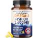 Fish Oil 3600 mg Lemon Flavor Soft Gels | Omega 3 + EPA & DHA | Brain Heart Joints Skin and Immune Support | 120 Count Non-GMO Omega-3 Burpless Softgels Supplements 120 Count (Pack of 1)