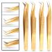 M LASH Nano Fiber Tip Diamond Grip Eyelash Extension Tweezer Set - V5 Professional Lash Tool (Gold) - Buy Online on GoSupps.com