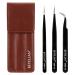 BEYELIAN Eyelash Extension Tweezers Set, Pack of 3 Professional Lash Tweezers, Isolation & Classic Volume Lashes Tweezers Kit Pack of 3 Black