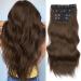 Deethens 4PCS Clip in Beach Wavy Hair Extensions 20 Inches Long Synthetic Hairpieces Bouncy Curly Hair Extensions for Women(Moss Brown) 20 Inch Moss Brown