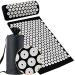 Acupuncture mat cushion set with a carrying bag yoga acupuncture-acupress matte mat for fitness massages relief from neck pain muscle tension sleep disorders Black