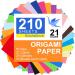 Origami Paper Craft Colored Paper - 210 Sheets,21 Vivid Colors,Double Sided Color,6 Inch Square Paper,Arts and Crafts for Kids Ages 8-12,Origami Kit Gifts for Boys and Girls