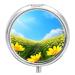 Pill Box Pill Case 3 Compartment Travel Pill Box Spring Flower Printing Small Pill Box Portable Medicine Pill Case Pill Organizer for Purse & Pocket for Travel Handbag (Round)