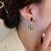 Vintage Black White Checkered Square Drop Earrings - Geometric Jewelry for Women - Stylish Black Disc Studs - Buy Online on GoSupps.com