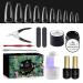 BIEUTEE NAGE TIPS SET With glue 500 pieces nail tips for gel nails glue gel press on nails mini UV lamp top/base coat nail tools