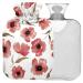 Naanle hot water bottle with reference poppy flowers Flowers Transparent hot water bottle 2l large hot water bottle for menstrual cramps pain relief handfoots heat and cold therapy 2 l