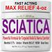 Sciatica Nerve Cream - Maximum Strength Comfort Cream for Feet, Hands, Legs, Toes, Back, Best Reliever - Natural Ultra Strength Arnica, MSM, Menthol, Soothing Comfort, Large 4 Oz