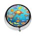 Turtle and Fishround Pill Box 3 Compartment Round Pill Box Organizer Portable Travel Pill Box for Traveling.