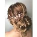 Edary Leaf Bride Wedding Hair Comb Rhinestone Bridal Hair Pieces Pearl Wedding Headpiece for Brides Crystal Hair Accessories for Women and Girls