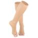 Truform Sheer Compression Stockings 8-15 mmHg Women's Open Toe Knee High Length 20 Denier Beige Large Beige Large (1 Pair)