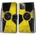 Nadoli mobile phone case leather for iPhone 12 Pro 6.1 " colorful painted black yellow characters carrying cable card Map component stand protective cover wall pocket leather bag bag case ethone 12 pro 6.1" black yellow characters