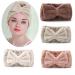 Senllori 4 pieces Spa Bowknot Hair bands coral fleece makeup Bow headband elastic cosmetic headband for washing the face shower yoga sport skin care