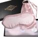 Satavi Naturals Organic Mulberry Soft Silk Eye Mask for Sleeping with Ear Plugs & Luxury Bag - Cooling Night Eye Covers Sleep Face Mask for Women - Blindfold Travel Eye Mask Blocking Out Light - Pink
