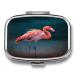 Pill Box Vivid Flamingo Print 2 Compartment Medicine Pill Case Pill Organizer Decorative Metal Portable Pill Box for Pocket Or Purse